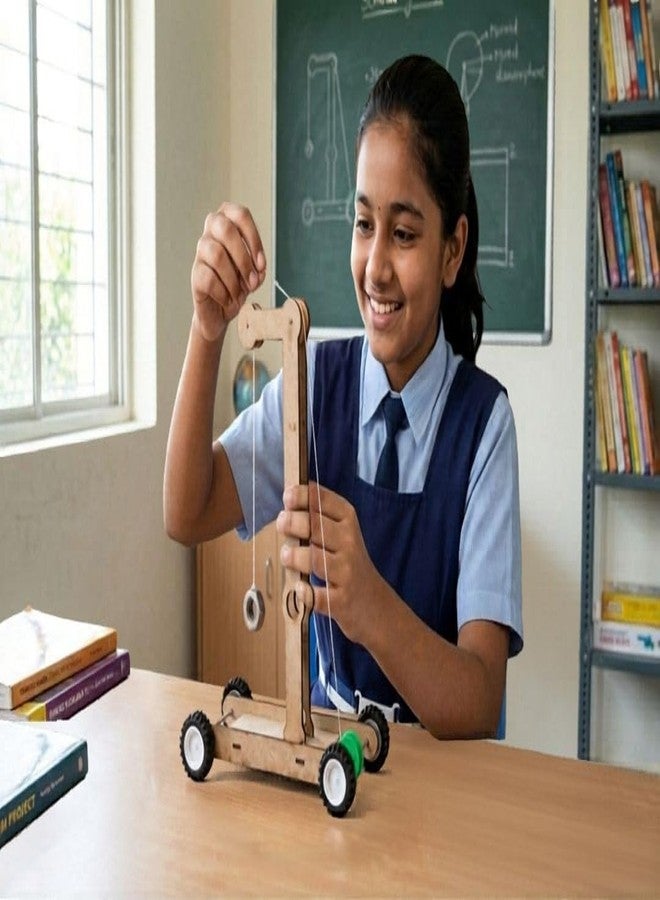 ERH India DIY Wooden Gravity Powered Car Working Model Science Project Kit STEM Educational Learning Toy for School Kids Students Exhibition - Image 5