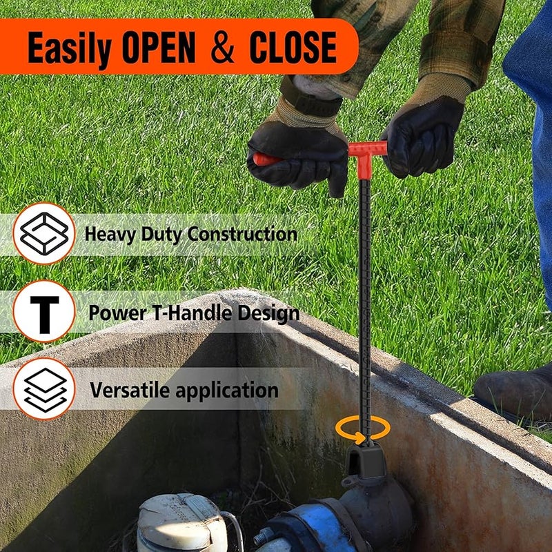 Eapele Water Meter Key 16 inch Enforced Steel T-Handle With 4-way Multi-Functional Chuck Key Drill Press - Image 3