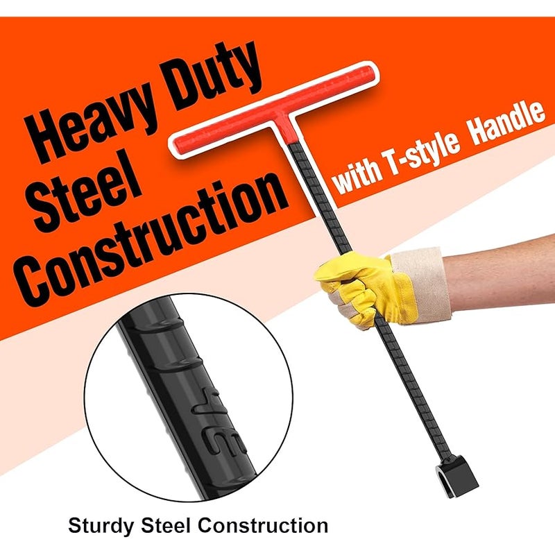 Eapele Water Meter Key 16 inch Enforced Steel T-Handle With 4-way Multi-Functional Chuck Key Drill Press - Image 5