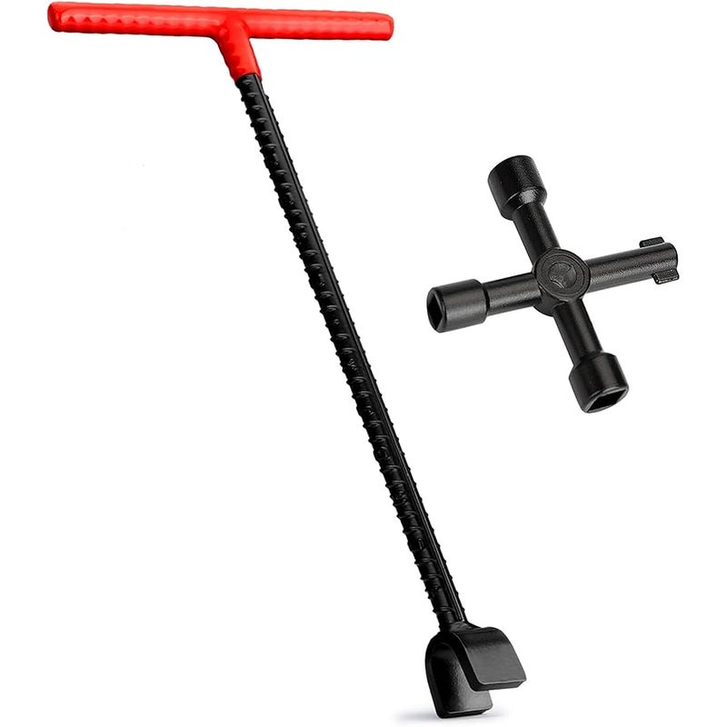 Eapele Water Meter Key 16 inch Enforced Steel T-Handle With 4-way Multi-Functional Chuck Key Drill Press - Image 1