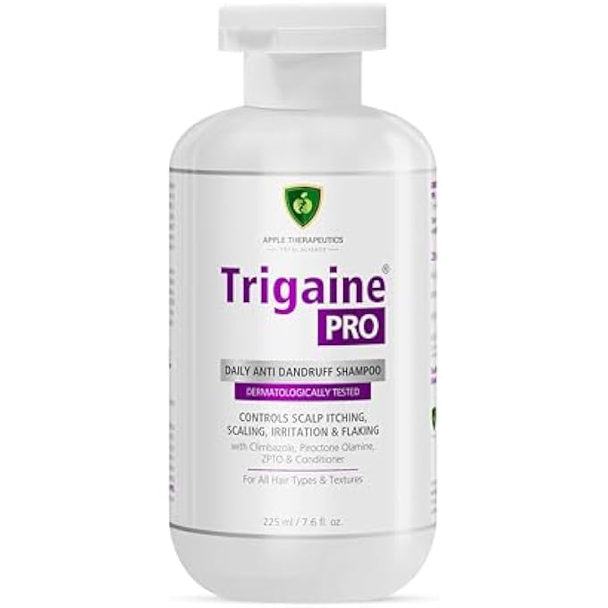 APPLE THERAPEUTICS Trigaine Pro Daily Anti-Dandruff Shampoo 225 ml Dermatologically Tested Reduces Itching, Flaking & Scalp Irritation With Climbazole, Piroctone Olamine & Zpto Salicylic Acid Free