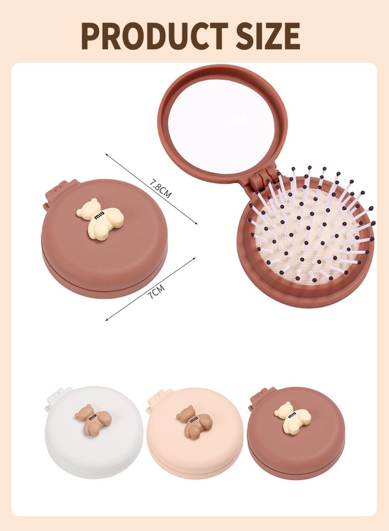 BEIRUI فرشاة شعر قابلة للطي مكونة من 3 قطع مع مرآة صغيرة - فرشاة شعر قابلة للطي للسفر، أداة تصفيف للشعر للصالة الرياضية والسفر والمحفظة والسباحة - Image 3