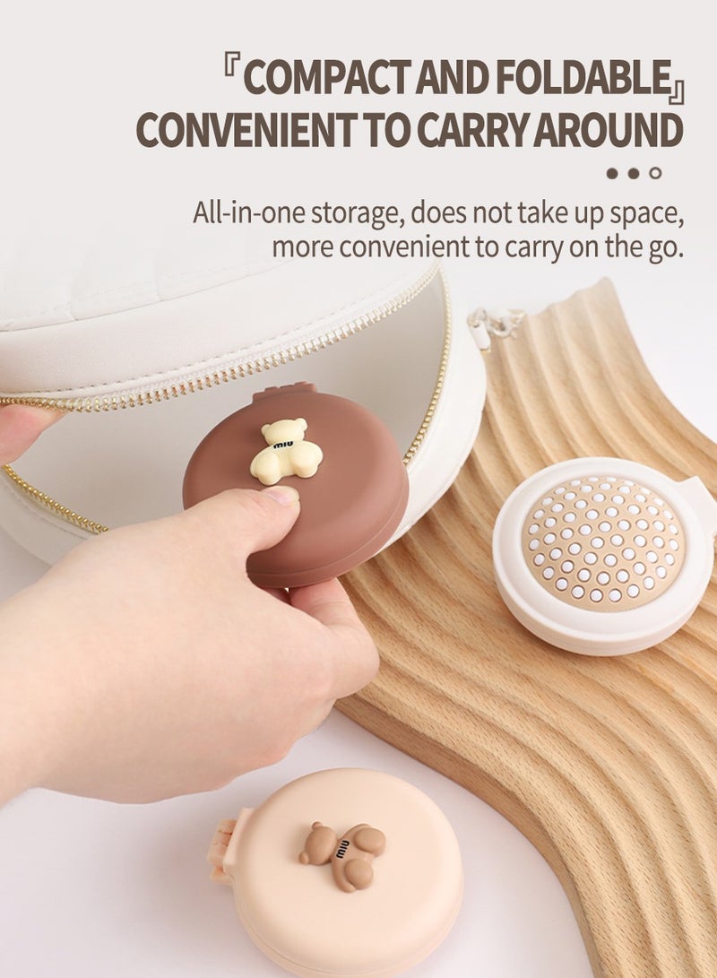 BEIRUI فرشاة شعر قابلة للطي مكونة من 3 قطع مع مرآة صغيرة - فرشاة شعر قابلة للطي للسفر، أداة تصفيف للشعر للصالة الرياضية والسفر والمحفظة والسباحة - Image 4