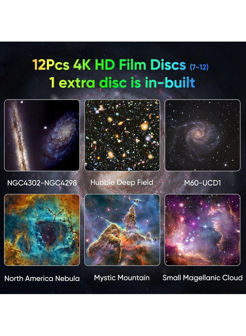 BORTONY Galaxy Projector Star Projector for Bedroom Projector Galaxy Light Adjustable Knob 13 Film Discs Planetarium Projector for Kids 360° Rotating Projector Lamp 1/2h Timer - Image 3