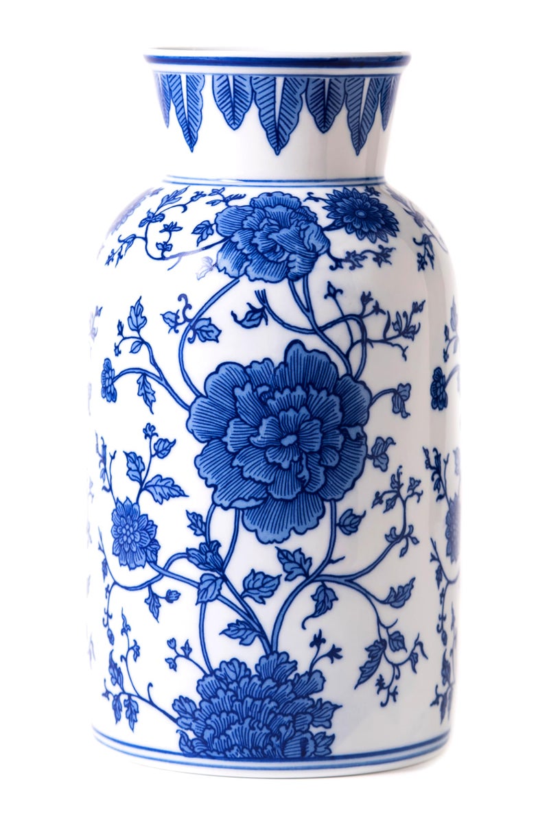 GaLouRo Modern Blue and White Porcelain Vase - Chinoiserie Ginger Jar for Home Decor, Floral Arrangement, 11-Inch Height Handcrafted Ceramic Vase - Image 1