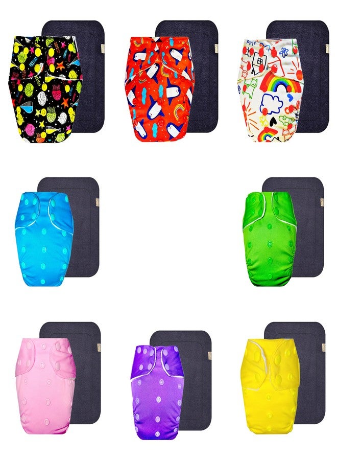 Dumbledo Premium Cloth Diaper with Gray Insert (Pack of 8) | Hypoallergenic | Breathable | Easy to Clean | Worry-Free Diapering | 3 Months - 3 Years | Unisex Baby - Image 1