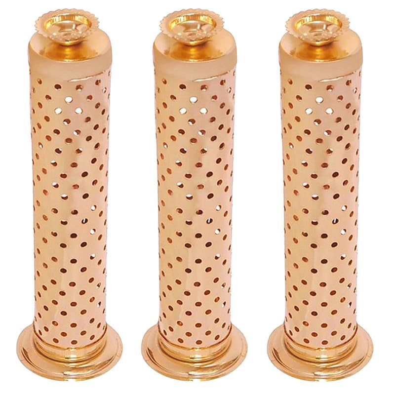 Mini House Stainless Steel Agarbatti Stand with Ash Catcher Dhoop Stand Holder Incense Stick Holder for Pooja Home Office Temple Made in India Pack of 3 Copper