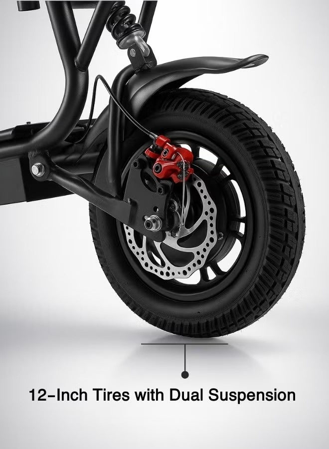 سكوتر كهربائي ابو سلة | سكوتر كهربائي للكبار | سكوتر كهربائي بمقعد | سكوتر كهربائي قابل للطي | جهد 48 فولت | محرك 500 واط | مصابيح امامية وخلفية | مساعدات لامتصاص الصدمات | سلة للتخزين | قدرة تحمل وزن 120 KG | اطارات 12 إنش - Image 3