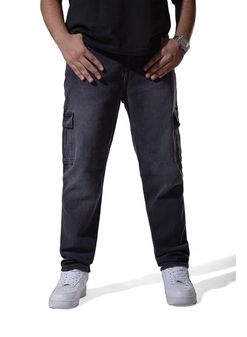 EGY WEAR Men'S Dark Gray Slim Fit Jeans - Image 1