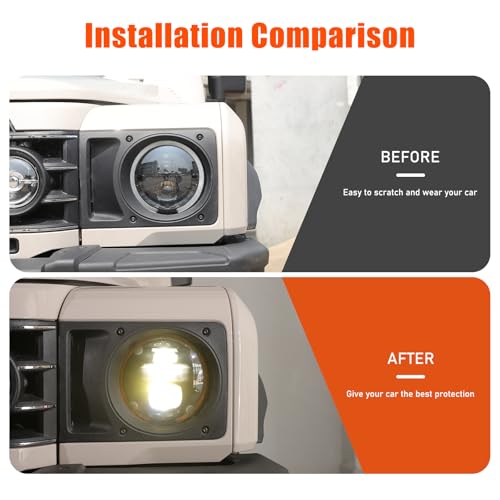 Hudiriy Car Headlight Guards Light Compatible with Ineos Grenadier 20202025 Car Headlight Smoked Protective Shell Cover Exterior Light Trim Lamp Frame Protector External Accessories Decoration - Image 3