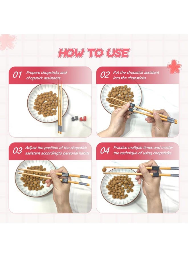 EAEDMY 7 Pairs Training Kid Adult Chopsticks and Trainers for Beginners, Japanese Wooden Beginners Training Chopsticks Helpers Set, Reusable, Dishwasher Safe, L8.86Inch (2.Japanese pattern B) - Image 5