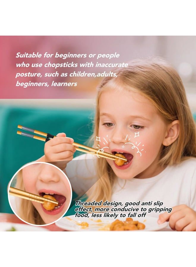 EAEDMY 7 Pairs Training Kid Adult Chopsticks and Trainers for Beginners, Japanese Wooden Beginners Training Chopsticks Helpers Set, Reusable, Dishwasher Safe, L8.86Inch (2.Japanese pattern B) - Image 3