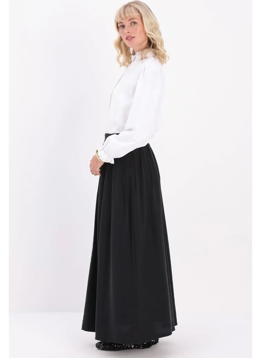 Allday Black-Pleated Flared Skirt