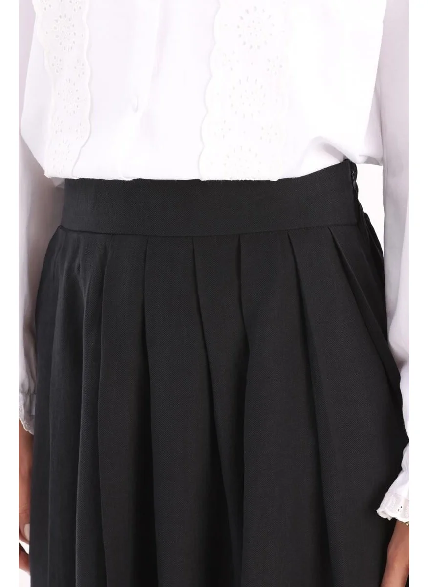 Allday Black-Pleated Flared Skirt