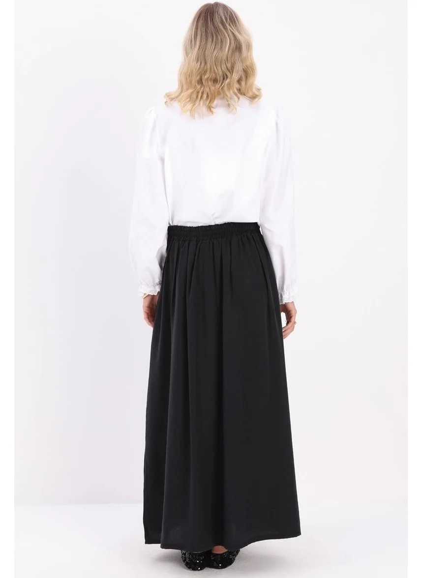 Allday Black-Pleated Flared Skirt