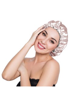 ELIHAIR ELIHAIR Unisex-Adult Stain Bonnet Silk Sleep Cap Adjustable Satin Cap For Night Sleeping Hair Bonnet Reversible Double Layer Champagne/Grey  - Image 1