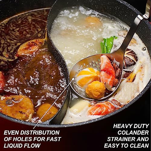 FYNECHEF Hot Pot Ladle and Strainer Set – Shabu Shabu Utensils, Hotpot Accessories Kit, Stainless Steel Scoops and Spoons for Hot Pot (Set of 2) - Image 2
