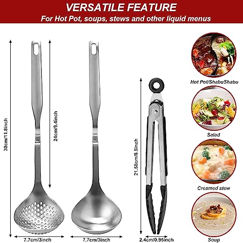 FYNECHEF Hot Pot Ladle and Strainer Set – Shabu Shabu Utensils, Hotpot Accessories Kit, Stainless Steel Scoops and Spoons for Hot Pot (Set of 2) - Image 4