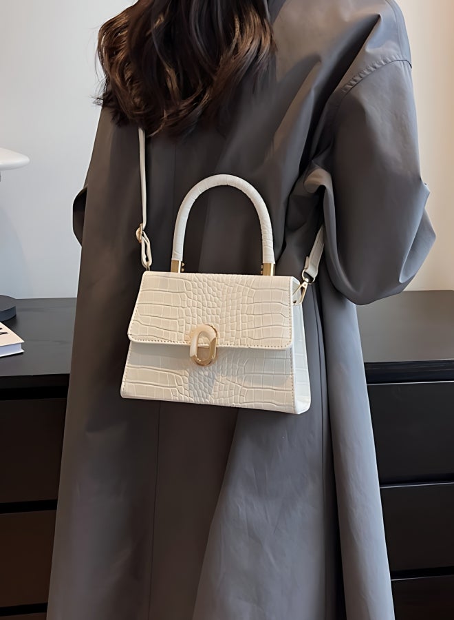 Women's Crocodile Pattern Shoulder Bag, Ladies PU Leather Crossbody Bag Sling Bag Side Bag Carry Bag, Flip-top Small Handbag Tote Bags Clutch Bag Satchel Bag Phone Bag for Girls/College Students - Image 4