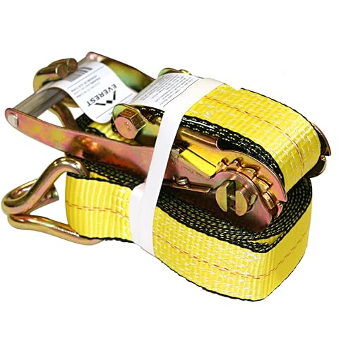 Everest Premium Ratchet Tie Down – 1 PK – 2 IN – 27 FT – 3333 LBS Working Load – 10000 LBS Break Strength – Double J Hook – Cargo Straps Perfect for Moving Appliances, Lawn Equipment and Motorcycles - Image 4