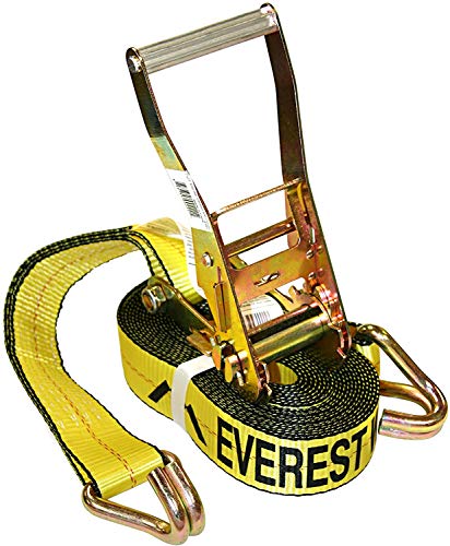 Everest Premium Ratchet Tie Down – 1 PK – 2 IN – 27 FT – 3333 LBS Working Load – 10000 LBS Break Strength – Double J Hook – Cargo Straps Perfect for Moving Appliances, Lawn Equipment and Motorcycles - Image 5