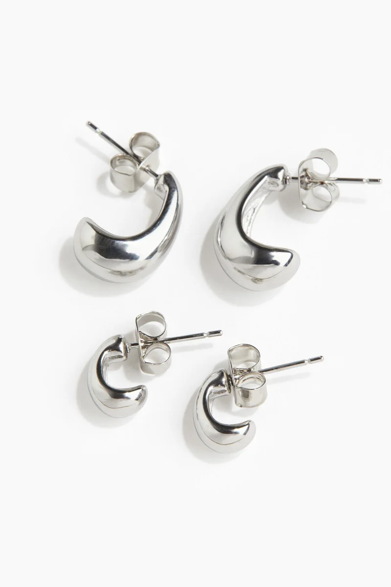 H&M 2 pairs stainless steel earrings