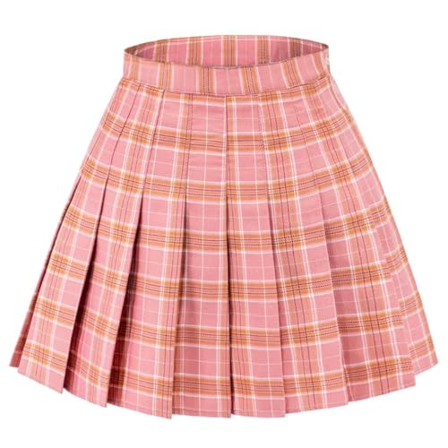 DAZCOS US Size Plaid Skirt for Women with Shorts Casual High Waist Pleated Mini Skater Skirts - Image 1