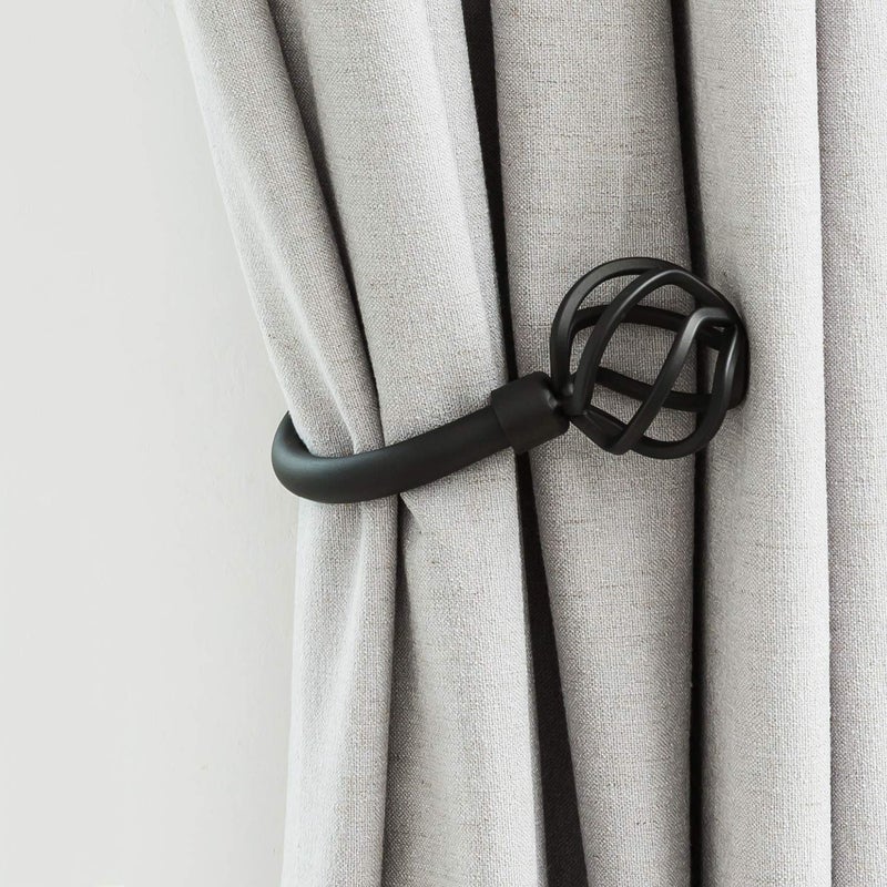 Hikmlk Handmade Metal Curtain Holdbacks 2Pcs Decoration Matt Black Curtain Tie Back Hooks For Wall Heavy Duty Side Holders Tiebacks Accessories For Drapes Drapery Window - Image 1