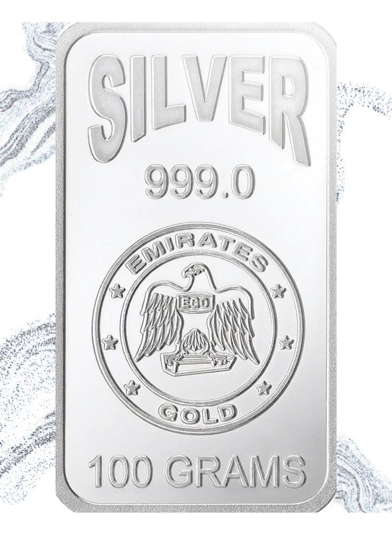 Emirates Gold 100g Silver Bar – Certified Bar - Image 1
