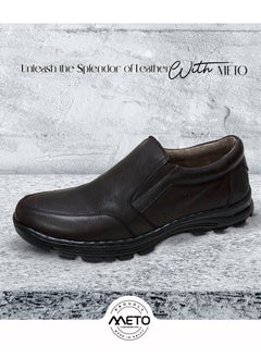 Meto Dark brown oxford casual shoe made of genuine natural leather, comfortable and lined interior  - Image 1