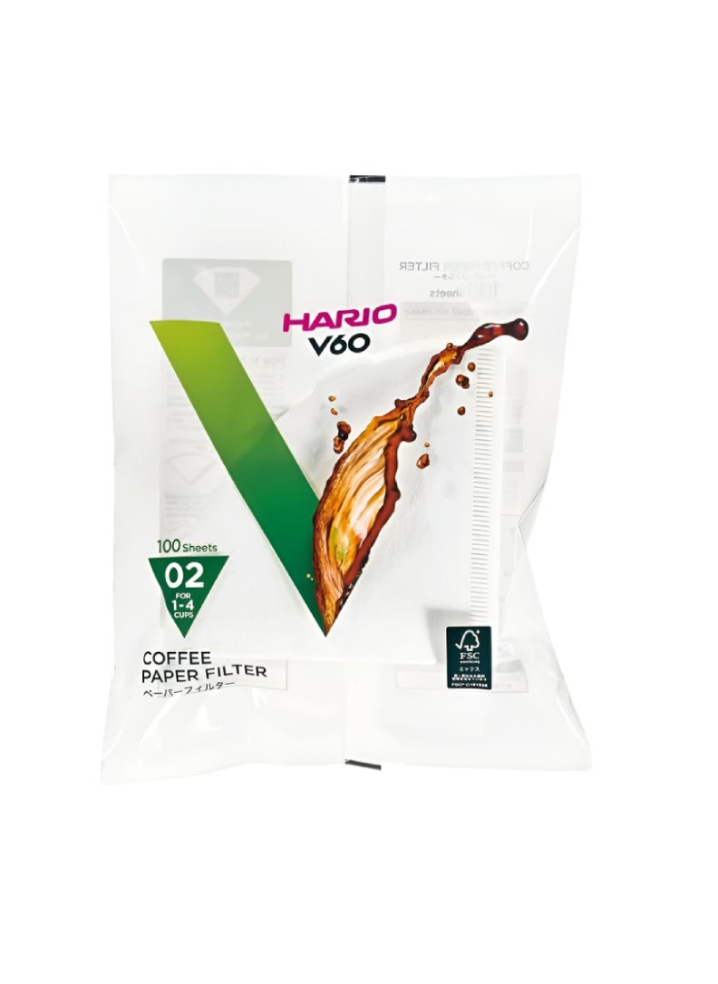 Hario - V60 Coffee Filter Paper- Size 02, Suitable for Size 02 Dripper, Capacity -2-4 Cups,3-Pack Set (300 pcs in pack) - Image 1