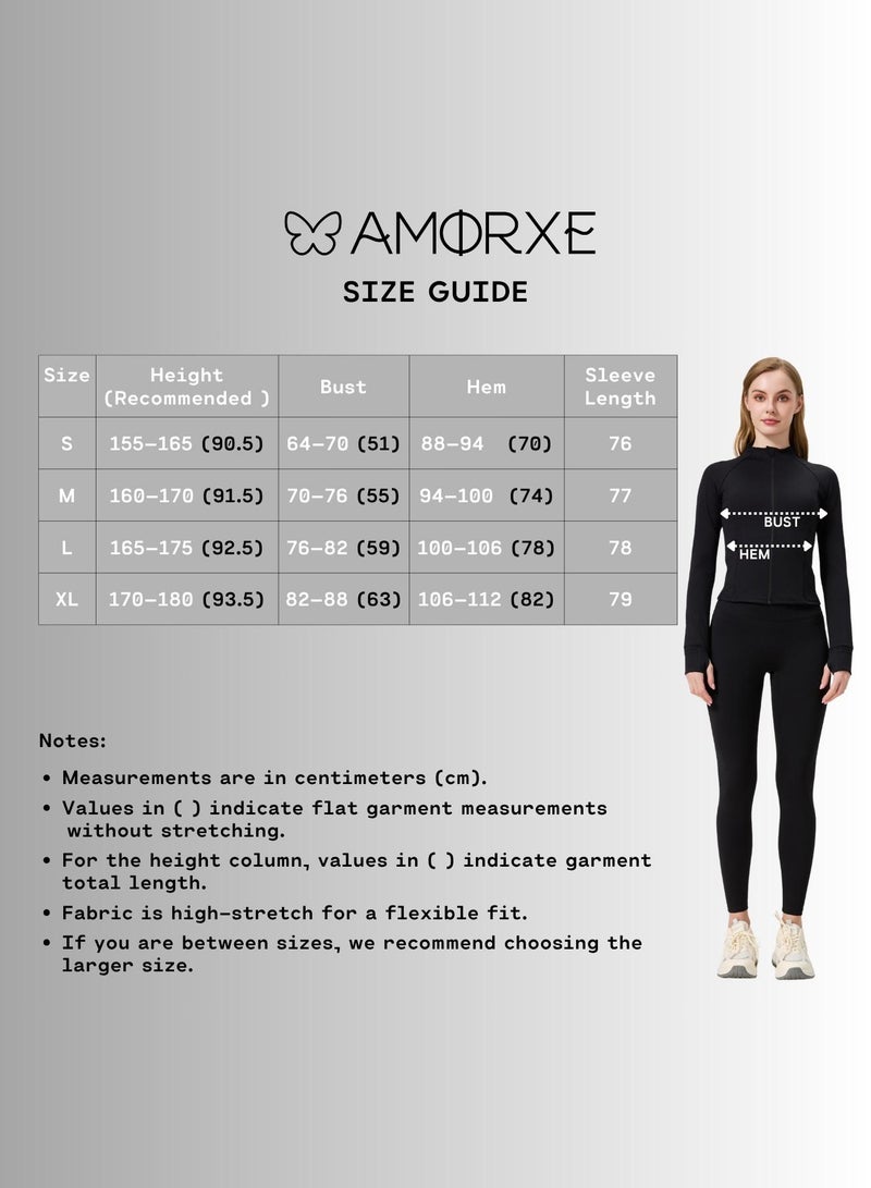 AMORXE Full Zip Women's Workout Jacket Slim Fit 2 Pockets Long Sleeve Thumbhole - Image 5
