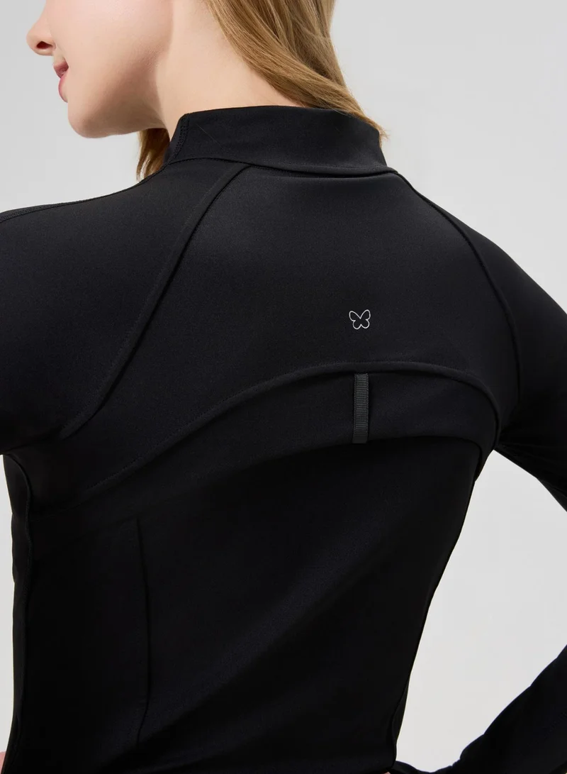 Amorxe Full Zip Women's Workout Jacket Slim Fit 2 Pockets Long Sleeve Thumbhole