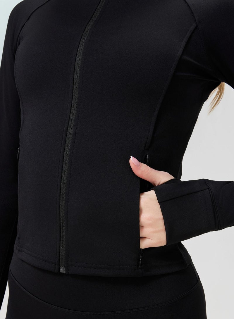 AMORXE Full Zip Women's Workout Jacket Slim Fit 2 Pockets Long Sleeve Thumbhole - Image 3