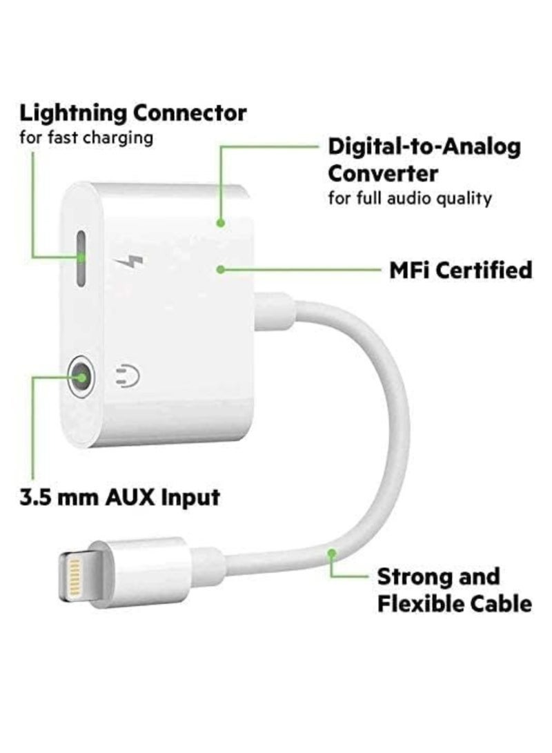 Gravity 2 IN 1 Headphone Adapter Jack Lightning to 3.5mm AUX Cord Splitter for iPhone 7,7plus,8,X and any lightning device runs iOS 10 or later - Image 3