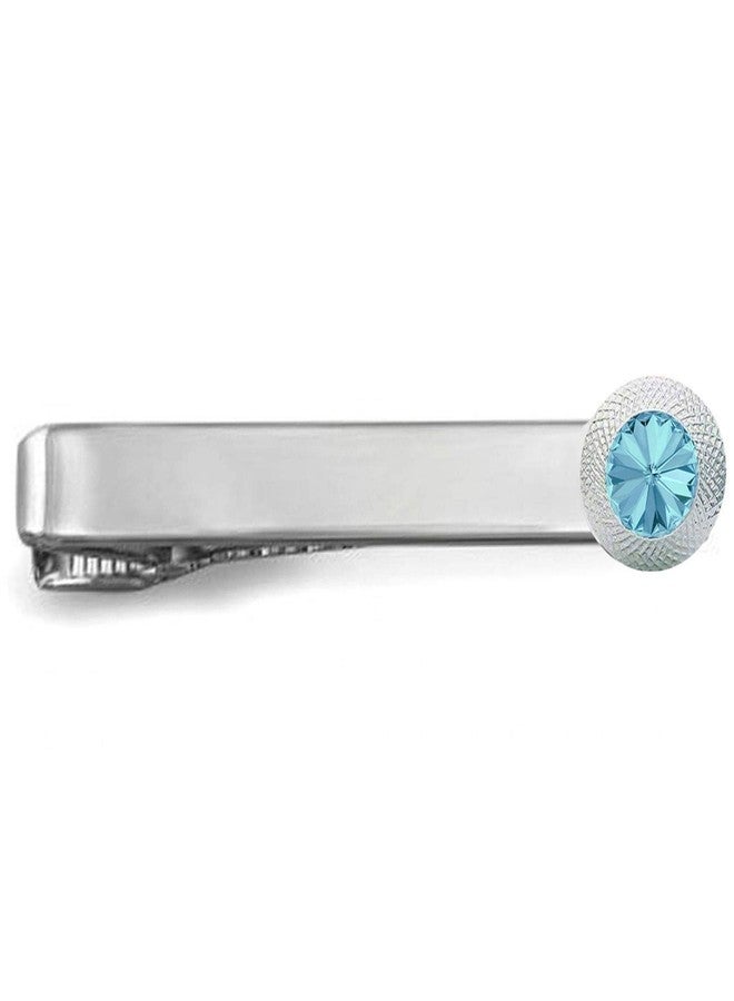 Okos Rhodium Plated Men'S Fashion Jewellery Combo Of Blue Revoli Cufflink And Tie Pin Set For Office Wear/Casual Wear For Boys And Women CO1000366BLU - Image 3