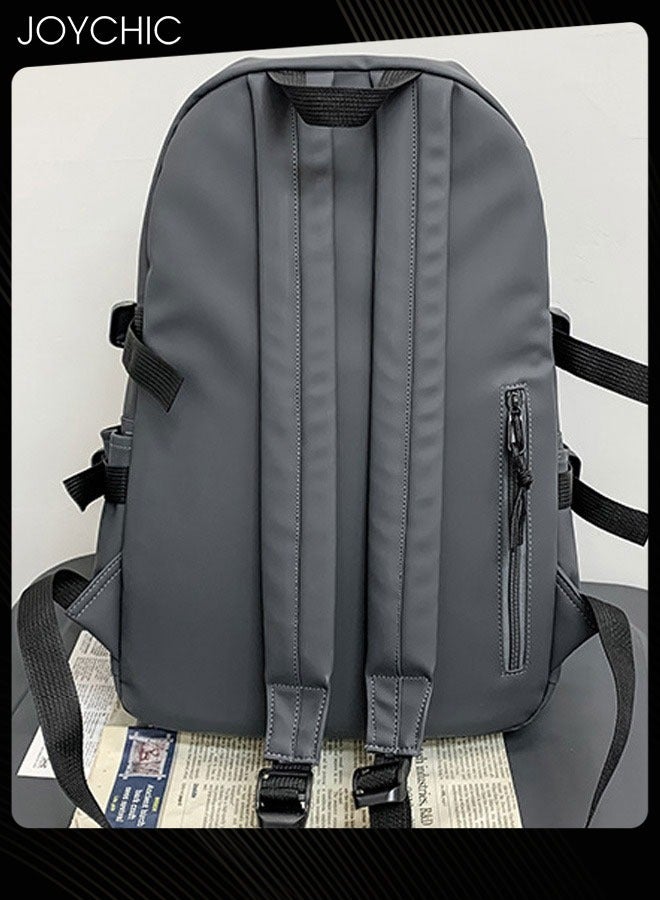 Joychic حقيبة ظهر مدرسية مقاومة للماء من البوليستر مع إغلاق ب flap حقيبة مدرسية مقاومة للاهتراء مع قلادة كرتونية رمادية لطلاب المرحلة المتوسطة والثانوية والجامعة - Image 3
