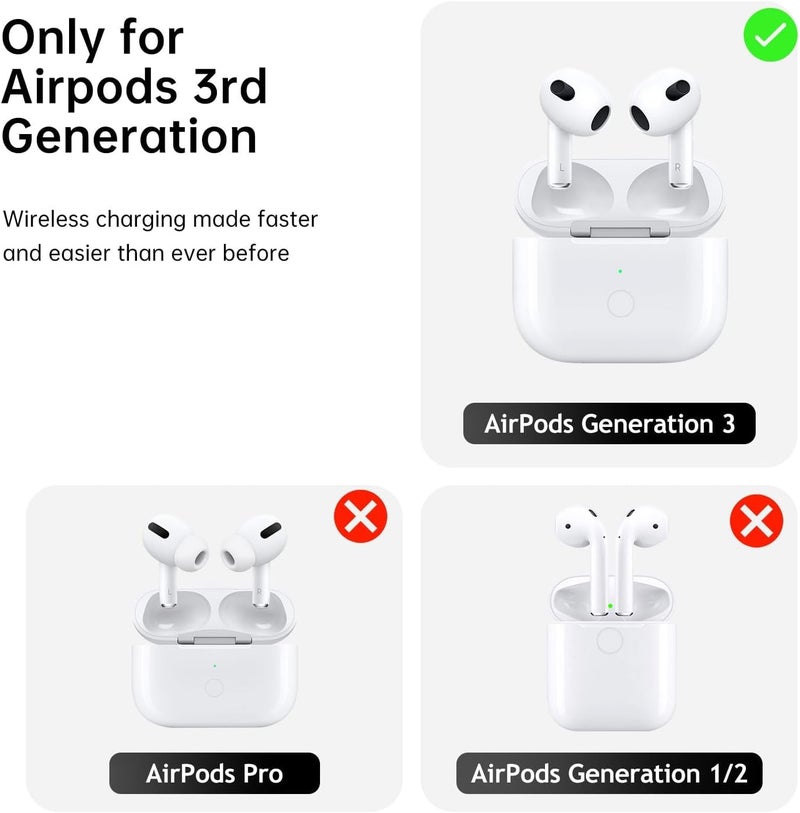 إكسفور حالة شحن لاسلكية لسماعات AirPods من الجيل الثالث، حالة شحن بديلة مزودة بمنفذ USB C، بطارية مدمجة سعتها 620 مللي أمبير ساعة، وزر لمزامنة الاتصال بالبلوتوث - Image 3
