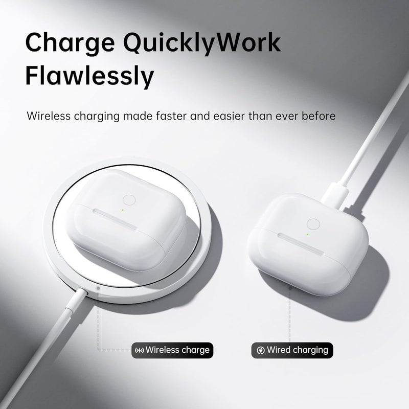 إكسفور حالة شحن لاسلكية لسماعات AirPods من الجيل الثالث، حالة شحن بديلة مزودة بمنفذ USB C، بطارية مدمجة سعتها 620 مللي أمبير ساعة، وزر لمزامنة الاتصال بالبلوتوث - Image 4