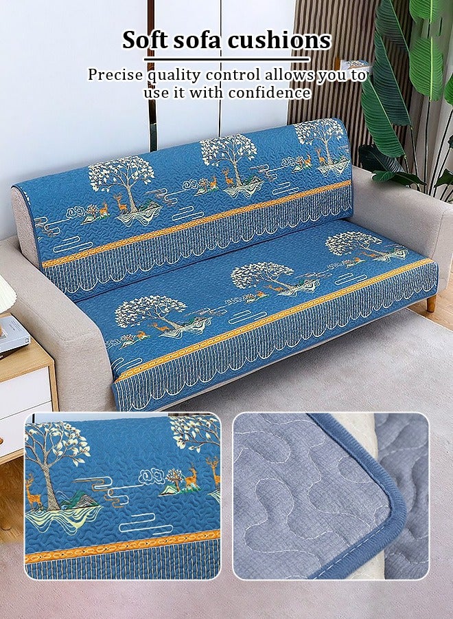 Four-piece sofa cushion set, household sofa anti-slip cushions, dustproof and stain-resistant sofa cushions, sofa blankets, including backrest pillowcases. - Image 2