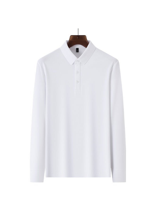 Autumn Business Men's Casual Solid Color Long Sleeve Base Shirt Advanced Collar Polo Shirt Top - Image 1