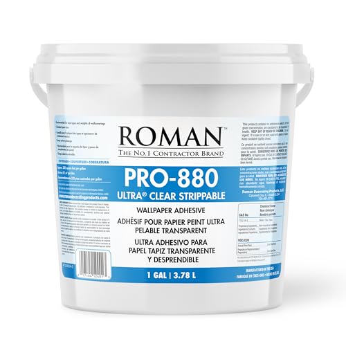 Roman PRO-880 Wallpaper Adhesive & Paste for Any Wallcovering - Ultra Clear Strippable, 1 Gallon(330 sq. ft) - Image 1