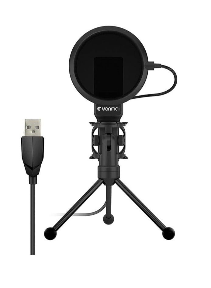 Yanmai Yanmai SF-777 Desktop USB Microphone Condenser Microphone with Folding Stand Tripod P-o-p Filter for PC Video Recording - Image 1