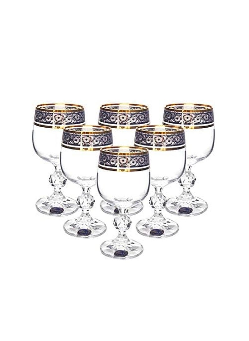 BOHEMIA - 6Pcs  190 Ml Gold Plated Stemware Glasses - Image 1