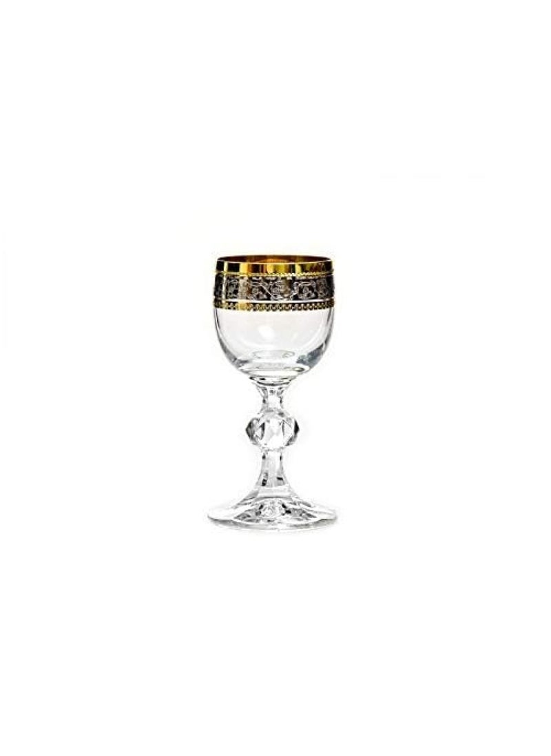 BOHEMIA - 6Pcs  190 Ml Gold Plated Stemware Glasses - Image 1