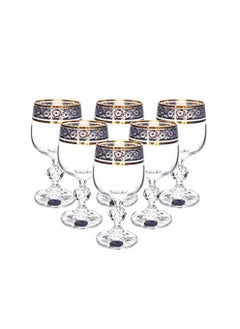 BOHEMIA 6Pcs  190 Ml Gold Plated Stemware Glasses  - Image 1