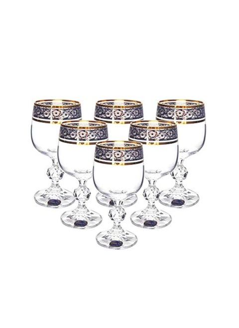 6Pcs  190 Ml Gold Plated Stemware Glasses