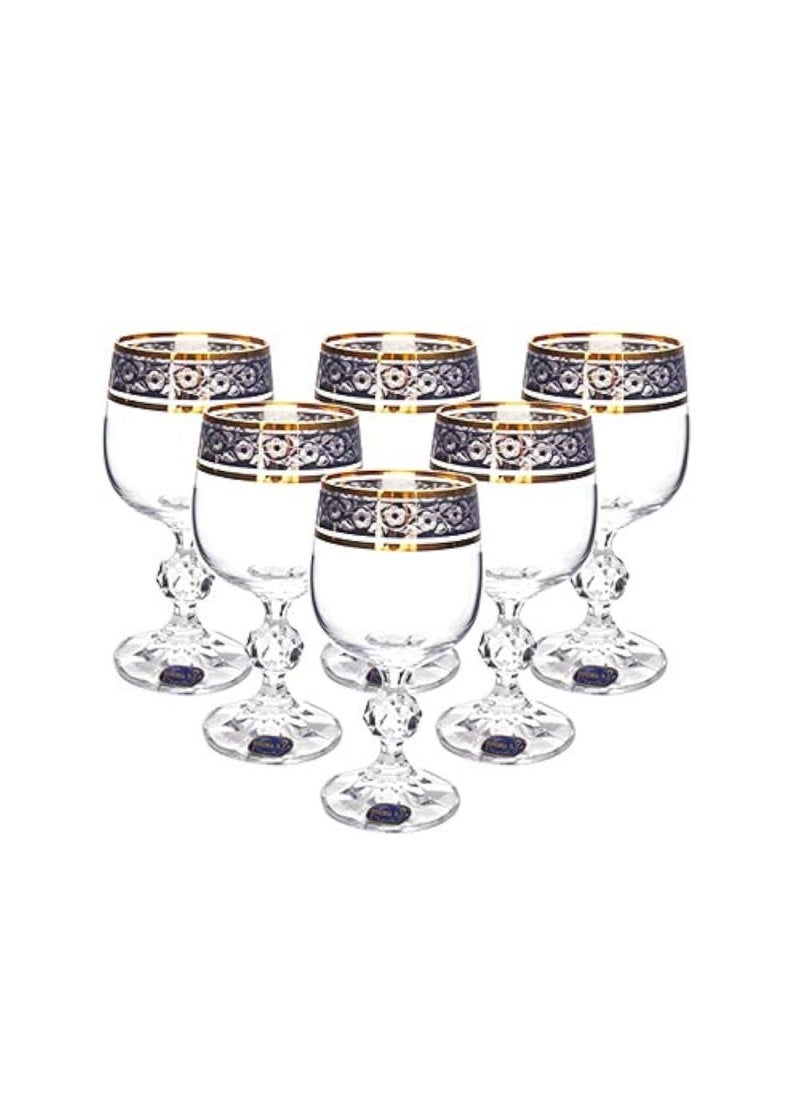 BOHEMIA - 6Pcs  190 Ml Gold Plated Stemware Glasses - Image 1