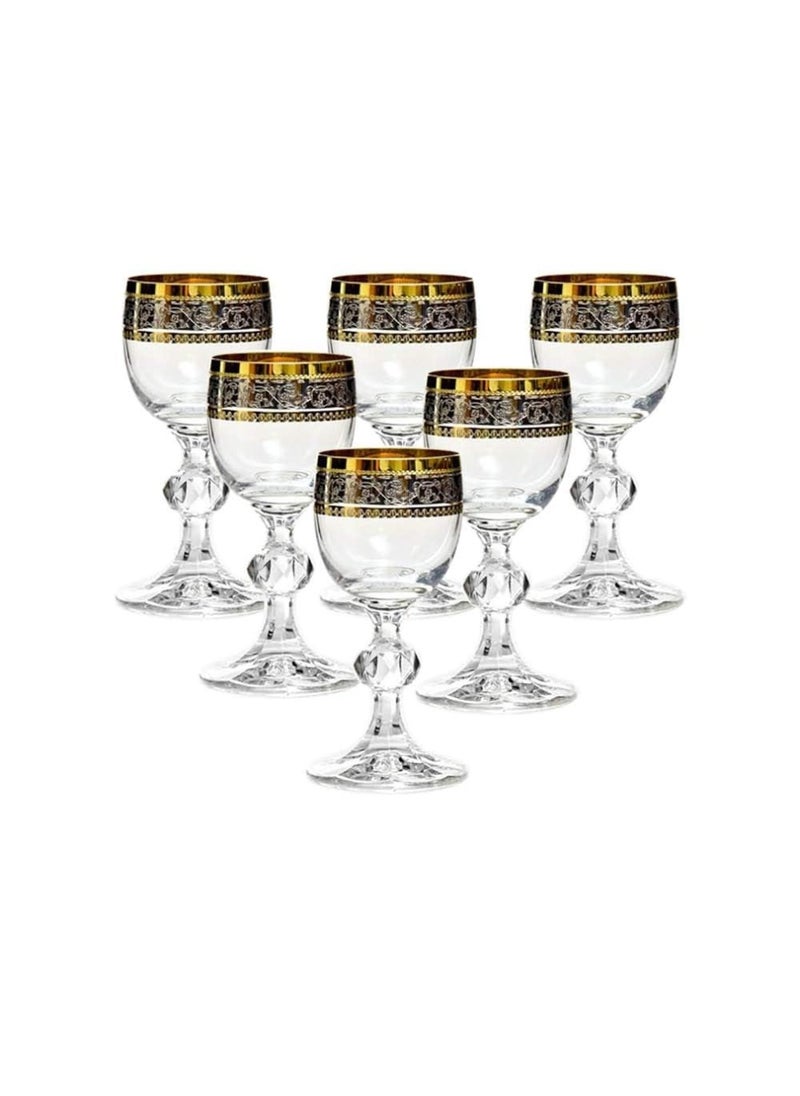BOHEMIA - 6Pcs  190 Ml Gold Plated Stemware Glasses - Image 1