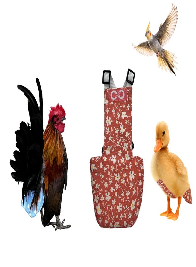 Uni Infinity Chicken Diapers for Hens, Rooster, Bantam, Pigeons - Disposable Lining add-on, Adjustable, Reusable, Size That FITS, XS Small by Uni Infinity (Pink Floral, Chicken Small, 1.0, Count) - Image 1